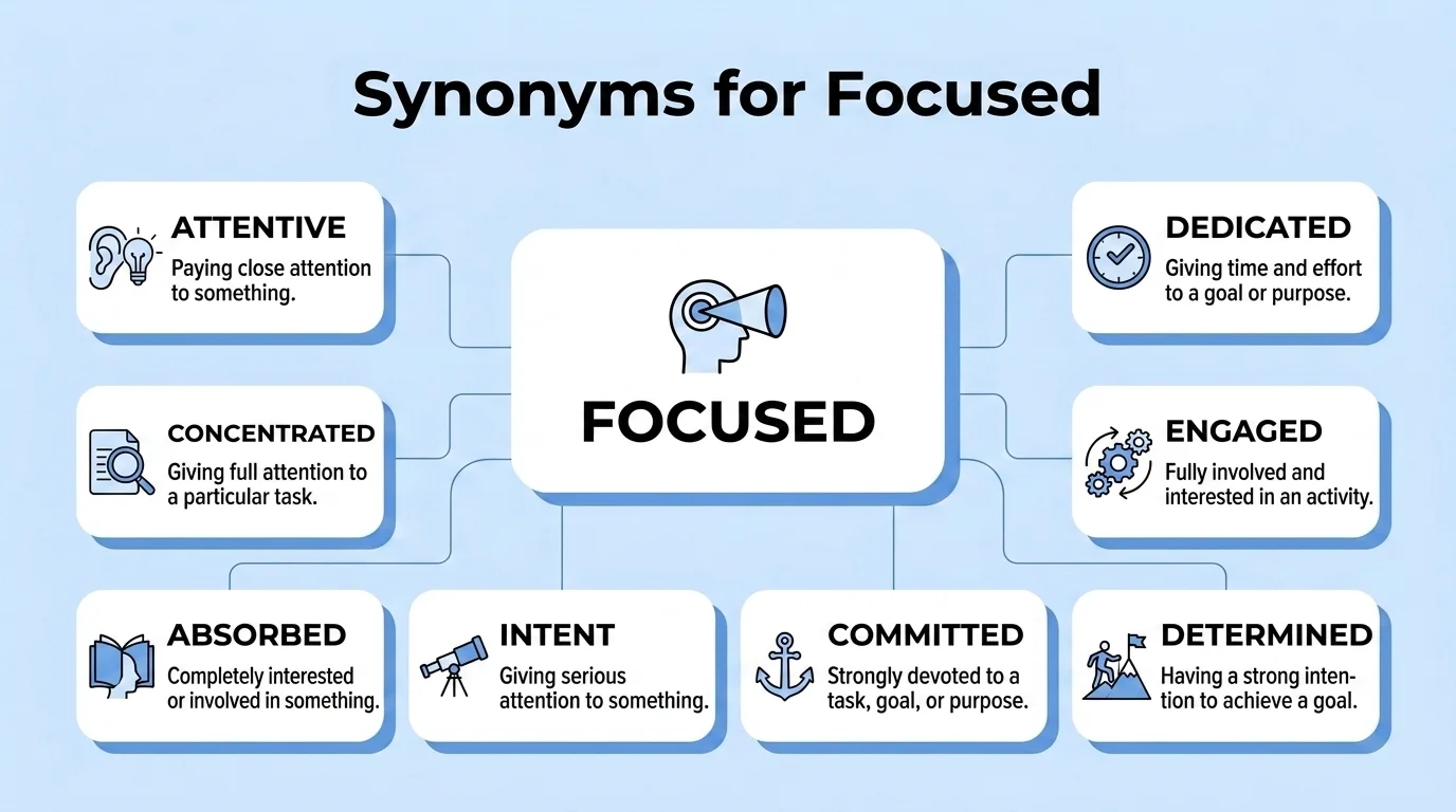 synonyms for focused