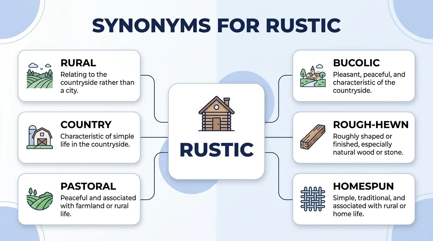 50 synonyms for rustic with meanings and examples