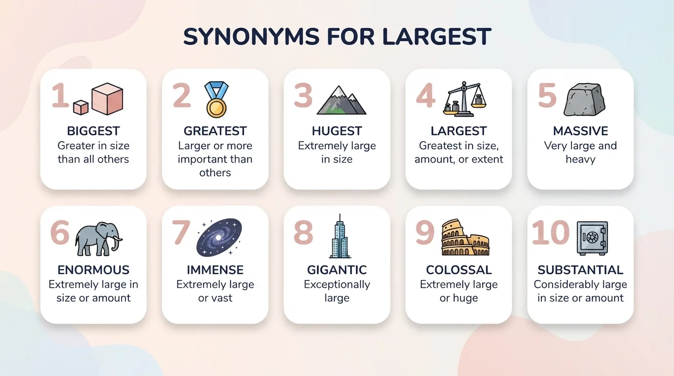 synonyms for largest